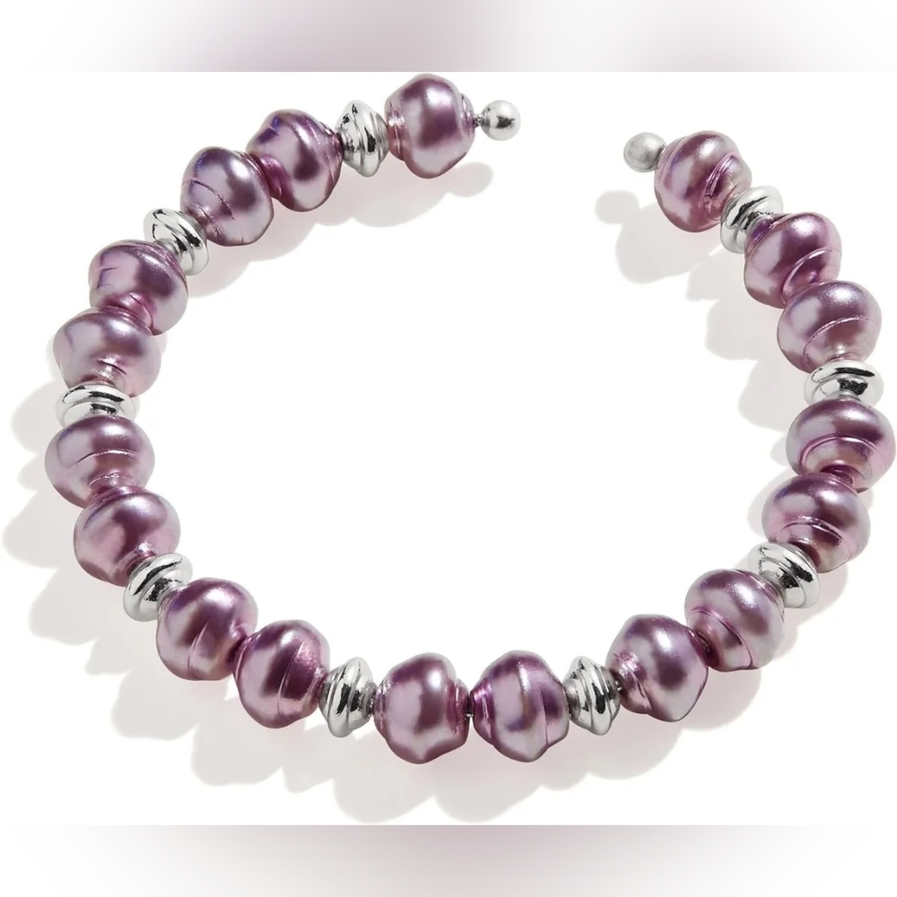 Alex & Ani Sea Sultry Lavender Beaded Cuff Bracelet